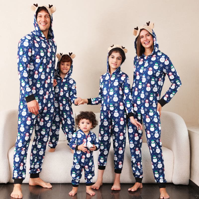 Family Matching Snowman Hooded Onesie Pajama