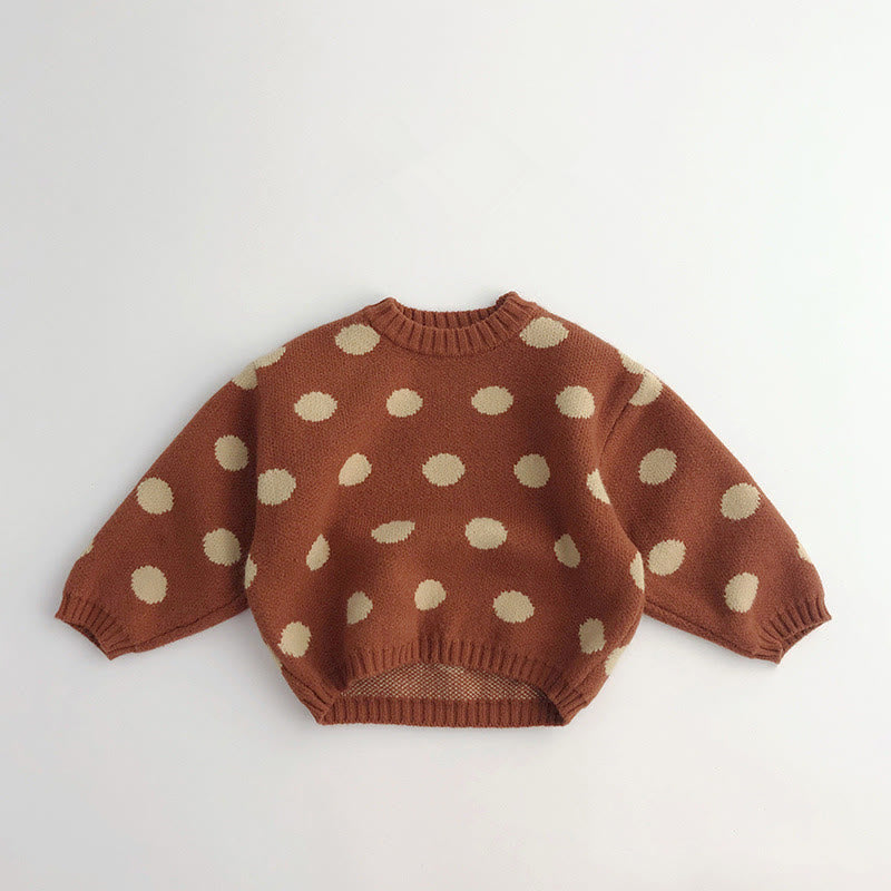 Toddler Knitted Dots Retro Style Sweater