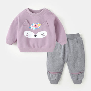 Baby Flower Fox Sweatshirt and Pants Set