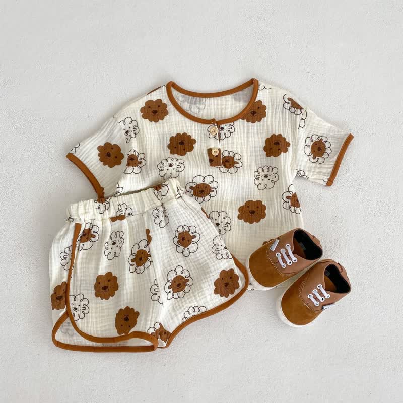 Baby Lion Color Block Tee and Short Set