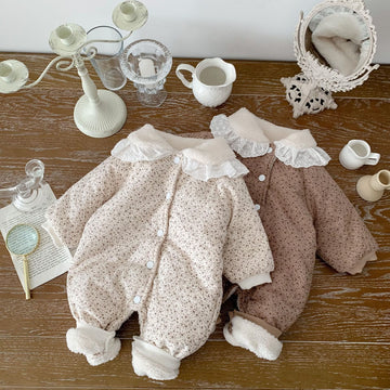 Baby Girl Floral Fleece Lined Romper