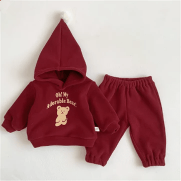 OH MY ADORABLE BEAR Baby Slogan Fleece 2 Pieces Set