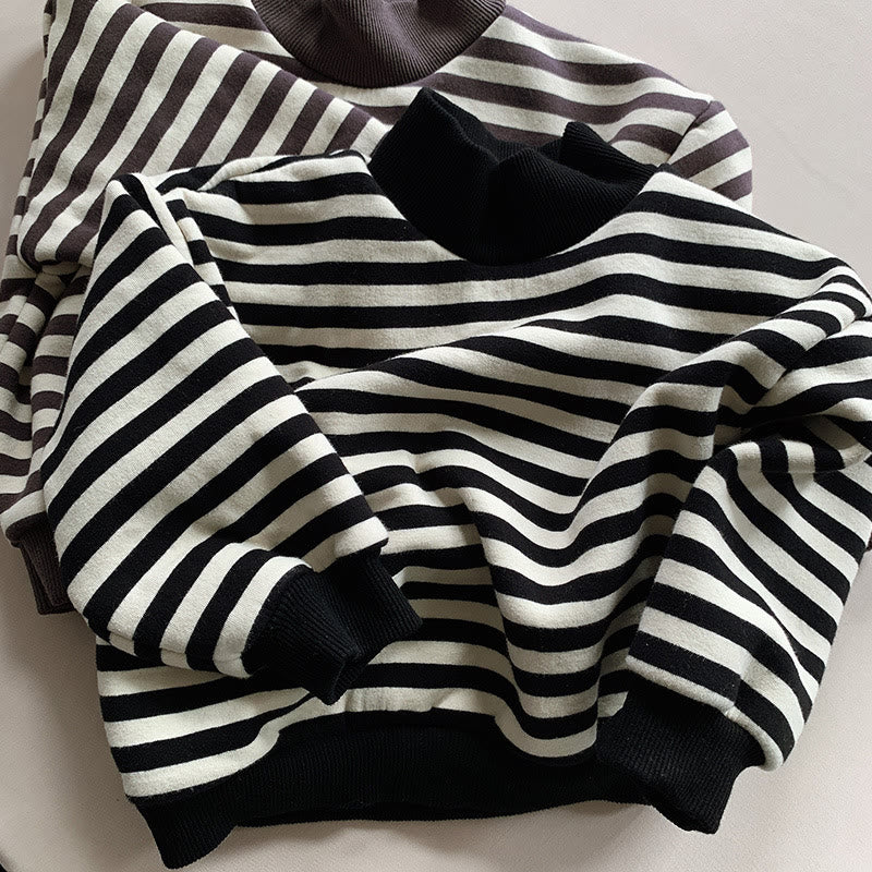 Toddler Mock Neck Striped Fleece Lined Sweatshirt