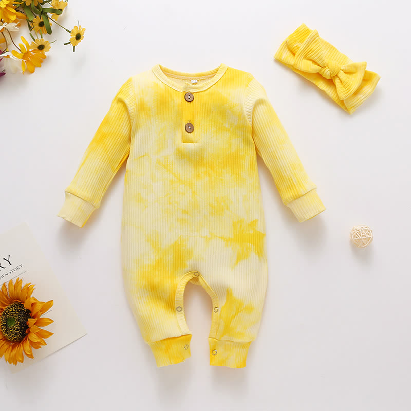 Baby Tie Dye Newborn Romper with Headband