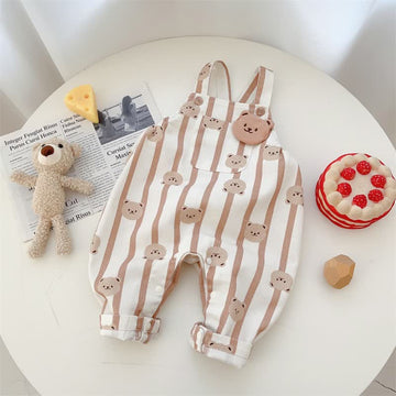 Baby Bear Striped Strap Romper