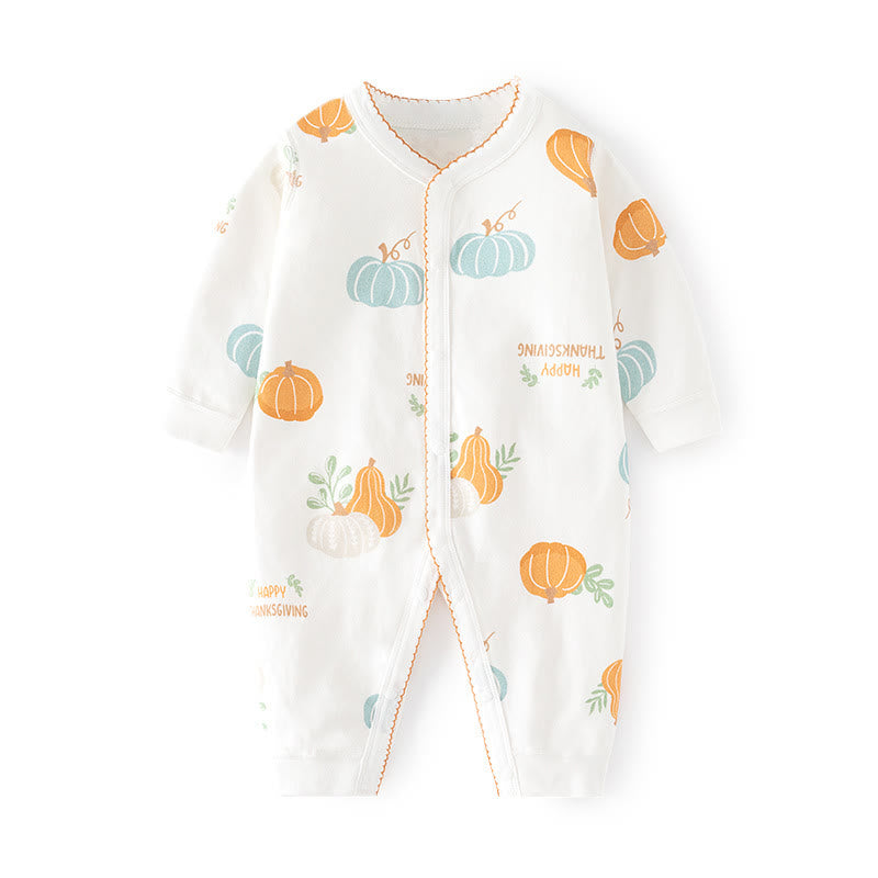 Baby White Pumpkin Printing Romper