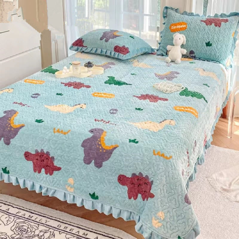 Quilted Dinosaur Thick 3 Pieces Bedding Set