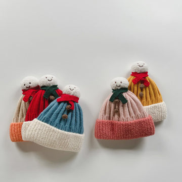 Baby Toddler Color Block Snowman Beanie