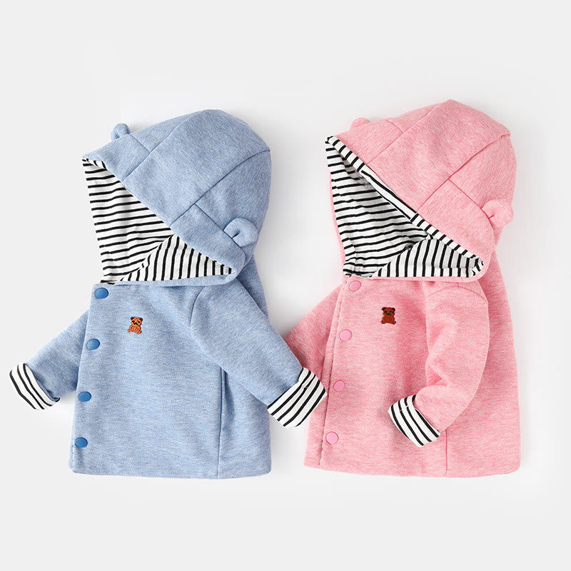 Baby Bear Striped Hooded Reversible Coat