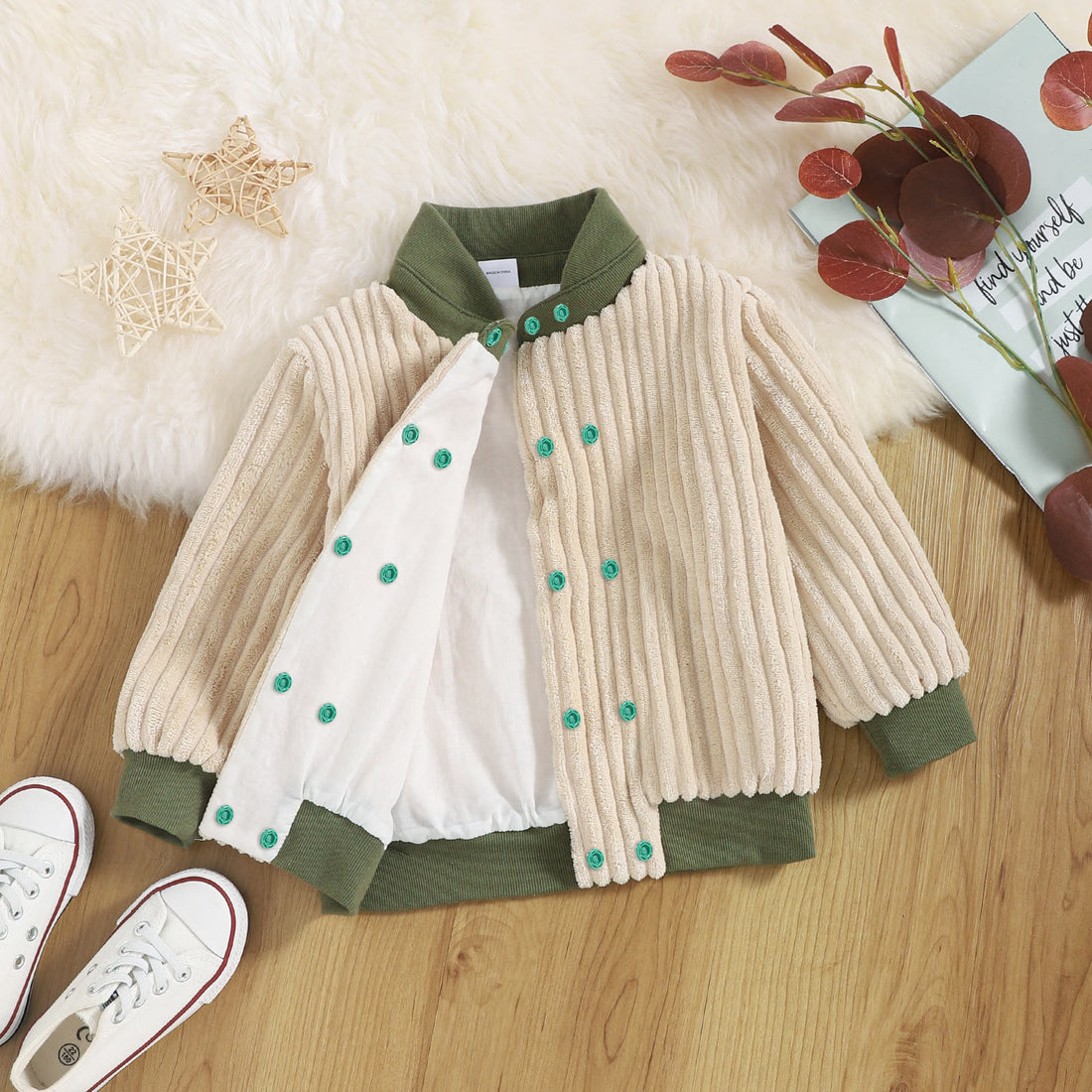 Baby Corduroy Button Loose Coat