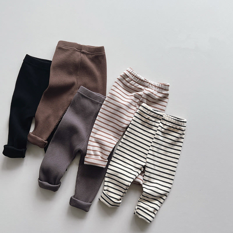 Toddler Ribbed Striped Solid Color Leggings