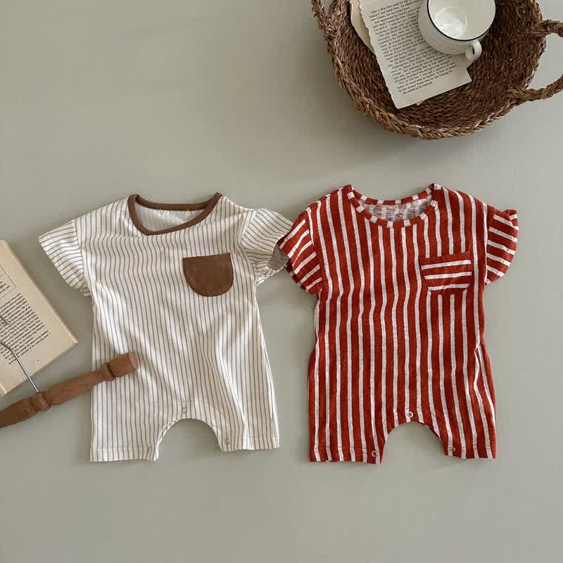 Baby Striped Pocket Casual Romper