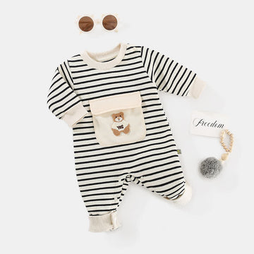 YES Baby Bear Striped Newborn Romper