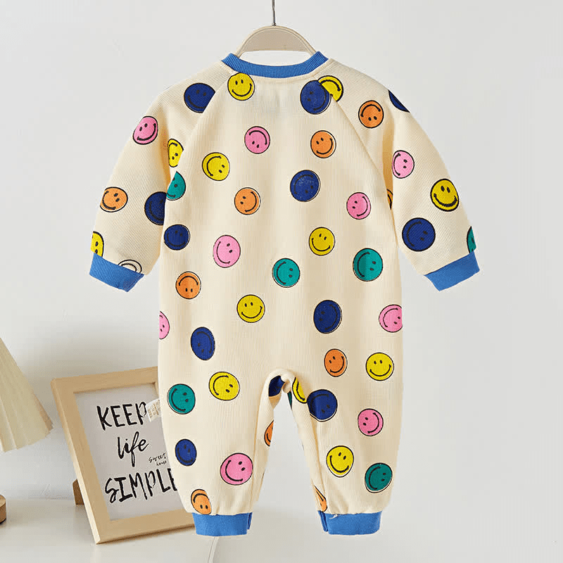 Baby Smiley Crew Neck Pajamas Romper