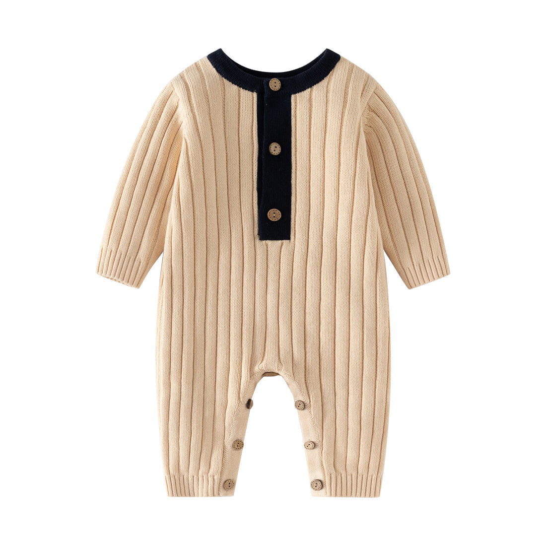 Baby Knitted Ribbed Button Warm Romper