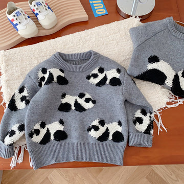 Toddler Lovely Panda Knitted Jacquard Sweater