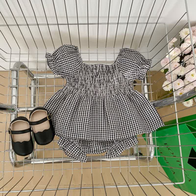 Baby Plaid Smocked Tee and Bloomers Set