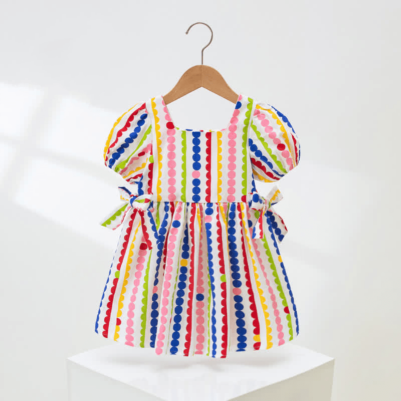 Toddler Colorful Dot Square Neck Dress