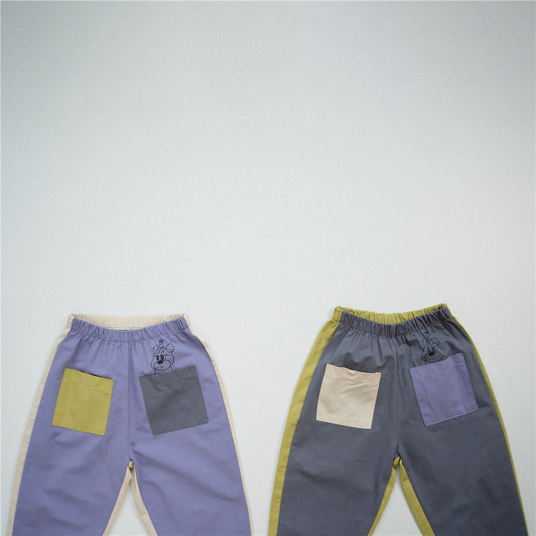 Toddler Color Block Pocket Casual Pants