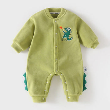 Baby Boy Fleece Dinosaur Green Romper