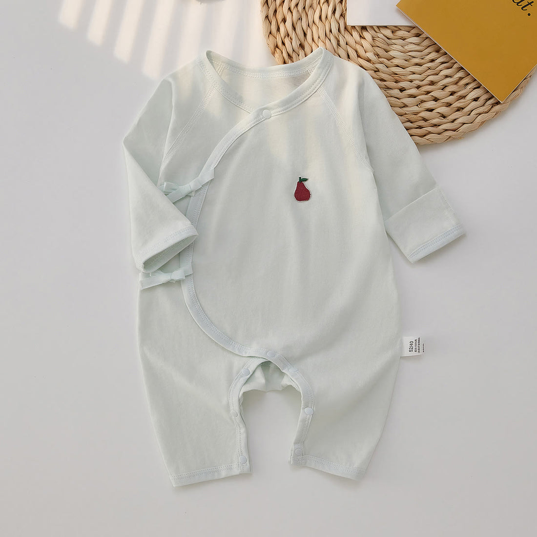 Baby Embroidered Pear Kimono Seamless Romper