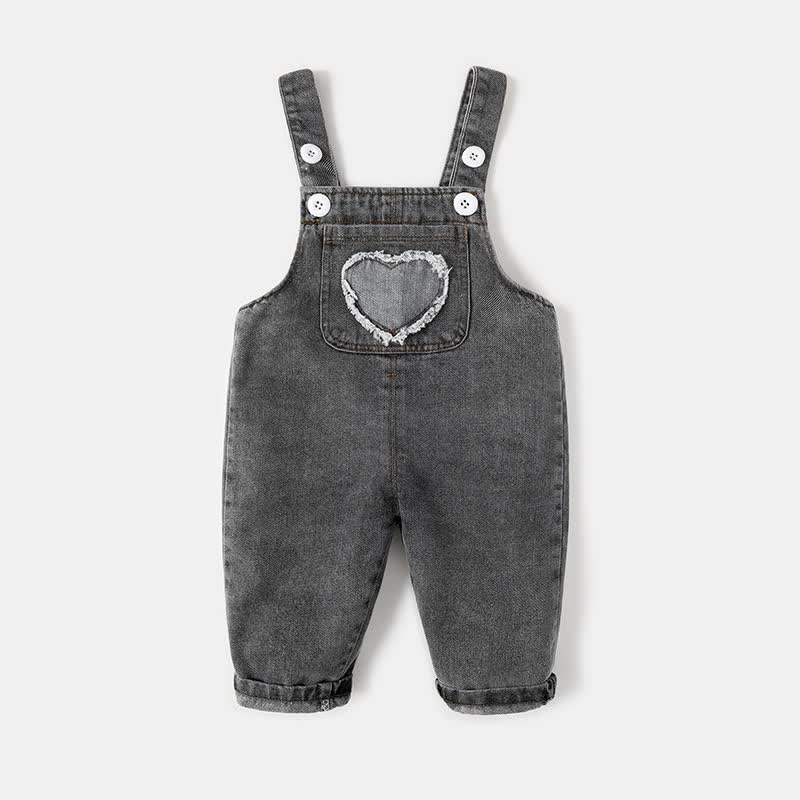 Baby Denim Heart Buckle Overalls