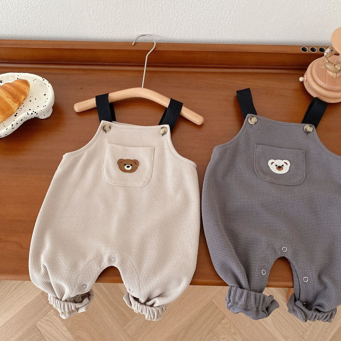 Baby Waffle Lovely Bear Pocket Overalls