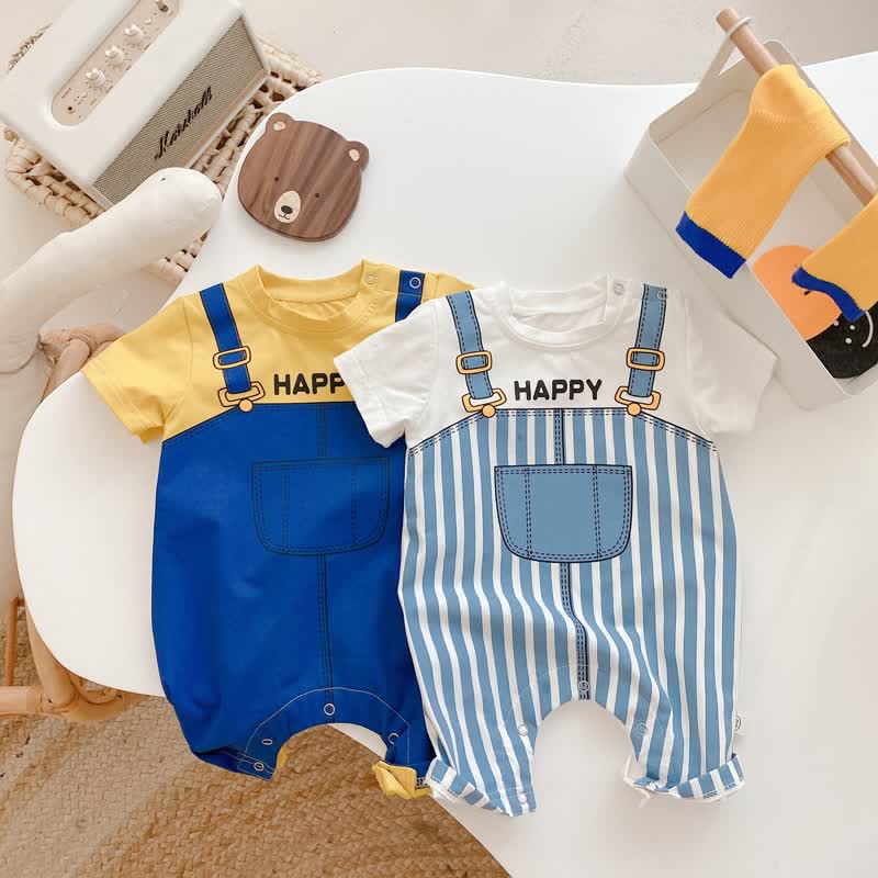 HAPPY Baby Striped Splicing Romper