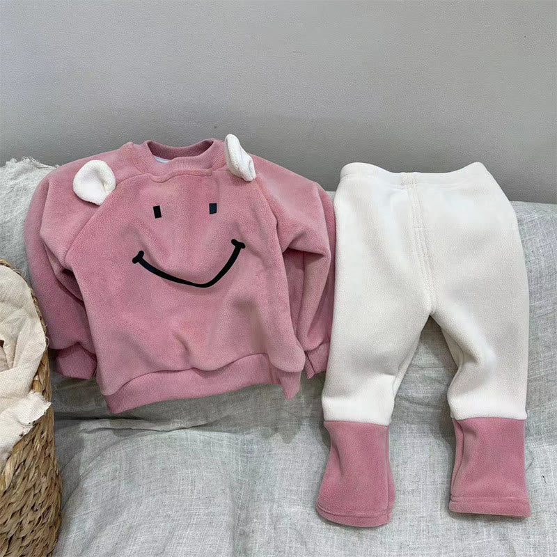 Toddler Fleece Smile Bear Cute 2 Pieces Set