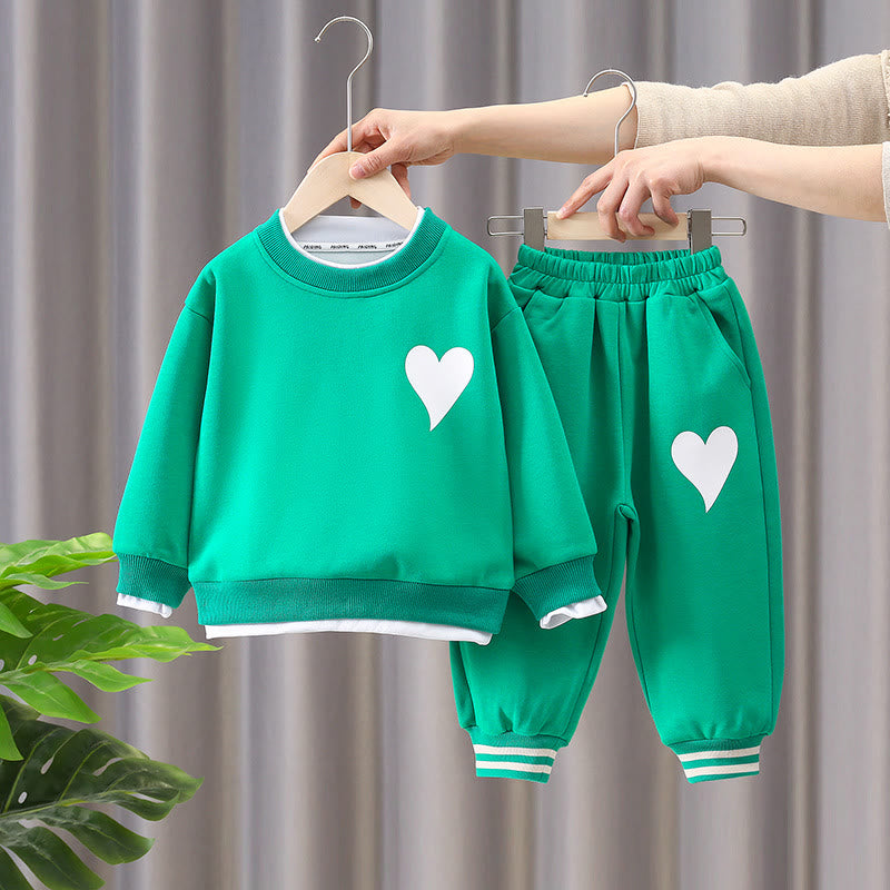 Toddler Boy Heart Casual Sweatsuit 2 Pieces Set