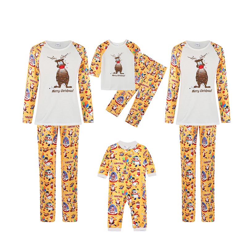 MERRY CHRISTMAS Family Matching Yellow Pajamas Set