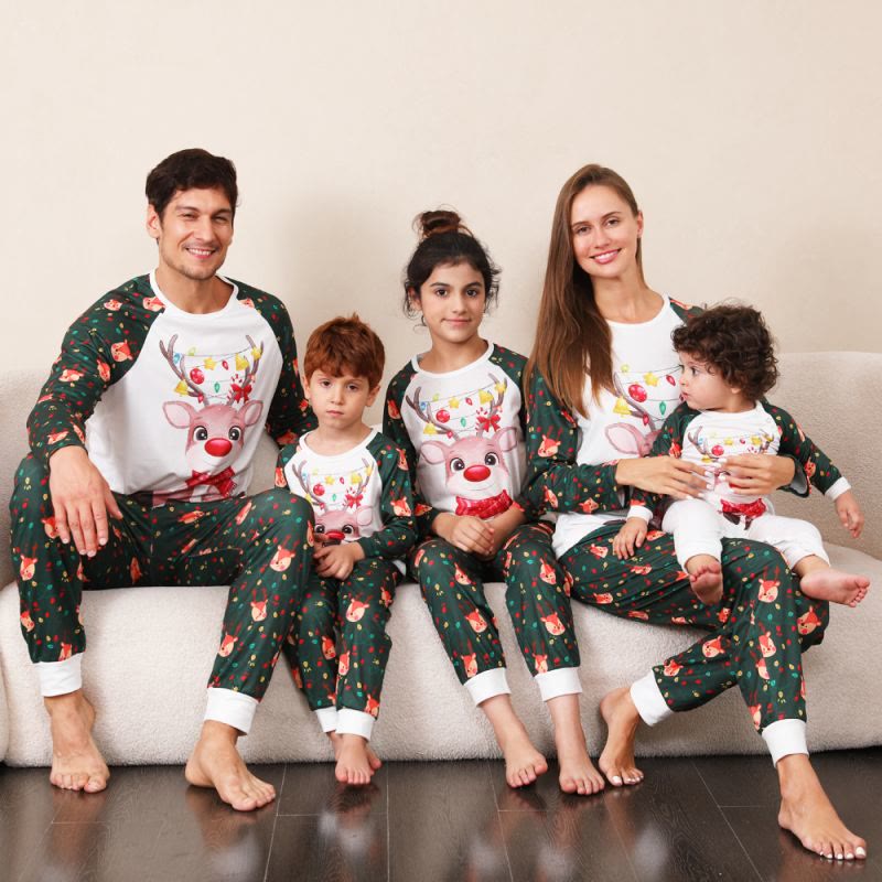 Family Matching Christmas Scarf Elk Pajamas