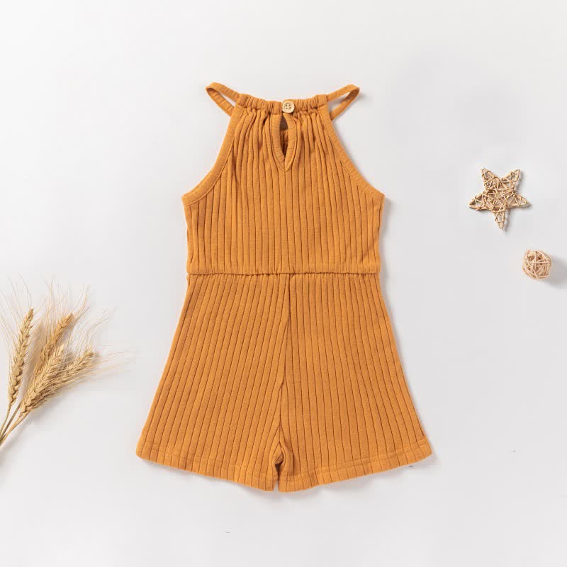 Baby Toddler Solid Color Ribbed Camisole Romper