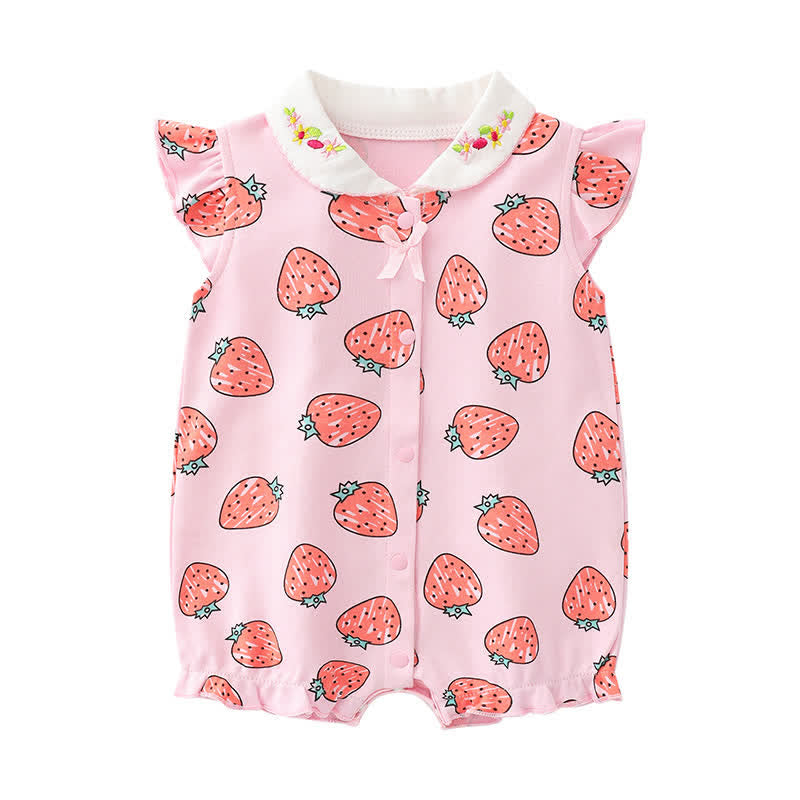 Baby Strawberry Ruffled Newborn Romper