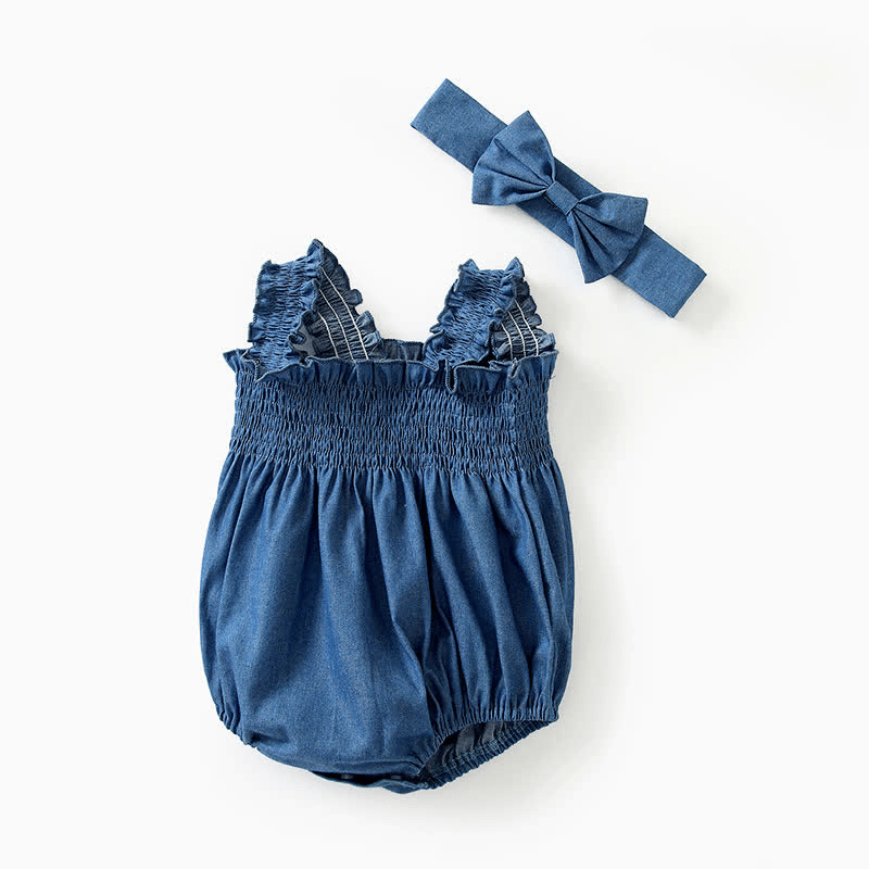 Baby Newborn Smocked Bodysuit with Heaband