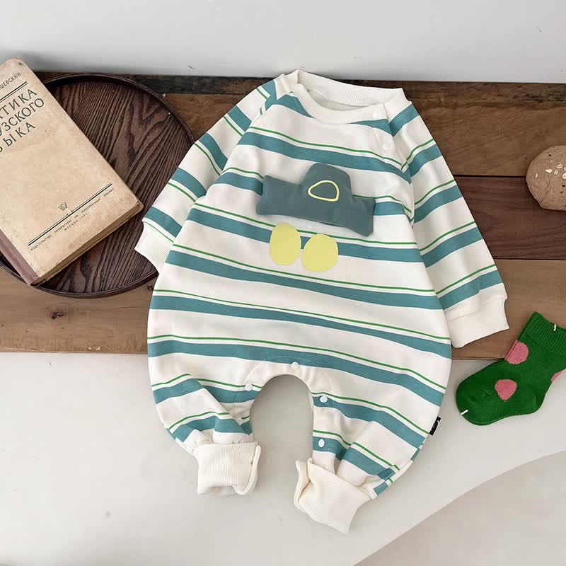 Baby Striped Eyes Crew Neck Romper