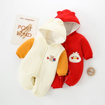 Baby Apple Bear Duck Hooded Romper