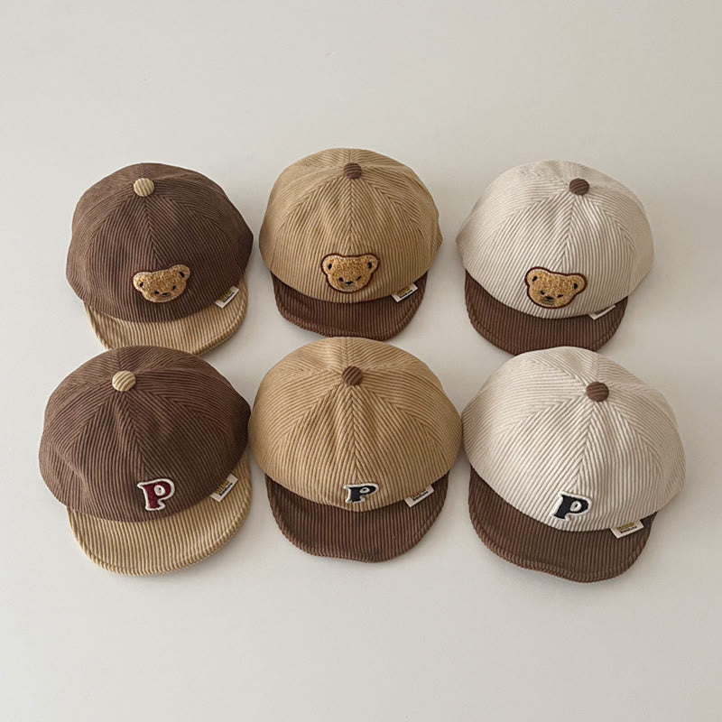 P Baby Bear Letter Sun Peaked Cap