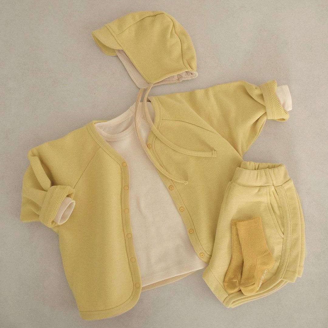 Baby Solid Color 3 Pieces Set with Bonnet