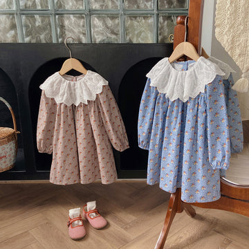 Toddler Girl Lace Collar Flower Sweet Dress