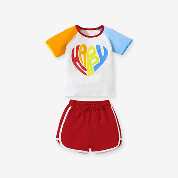 HAPPY Toddler Boy Color Block Tee and Shorts Set