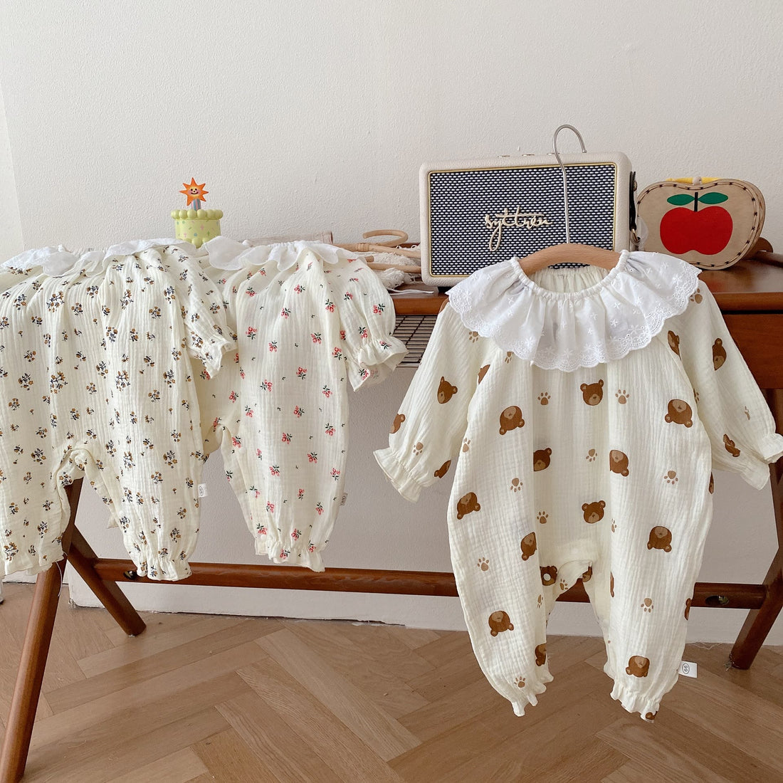 Baby Bear Flower Collar Romper