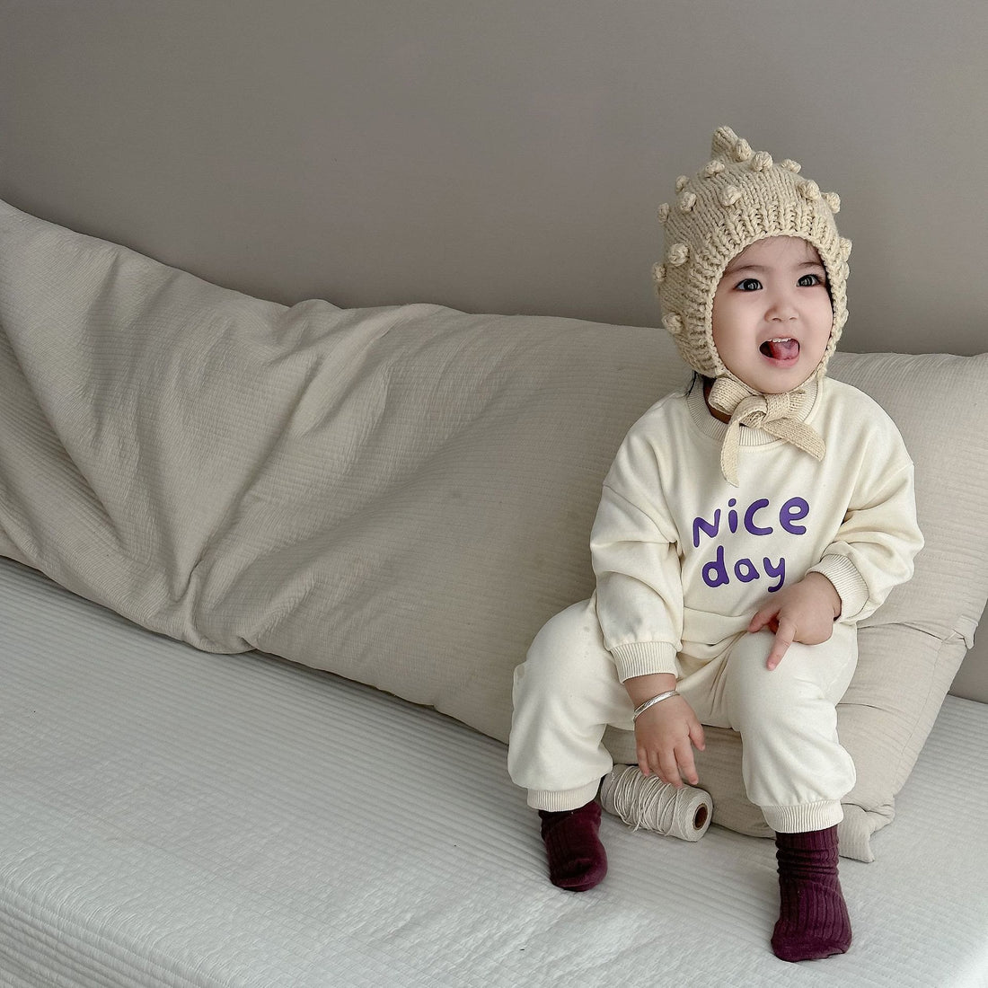 NICE DAY Baby 2-Piece Smile Sweatsuit Set