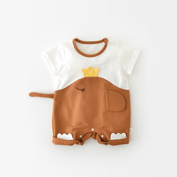 Baby Elephant Splicing Crew Neck Romper