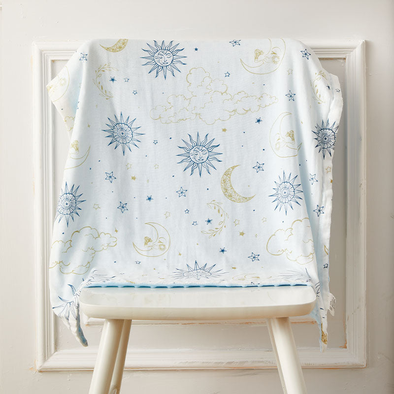 Blue Universe Dimple Dot Bamboo Fibre Baby Blanket