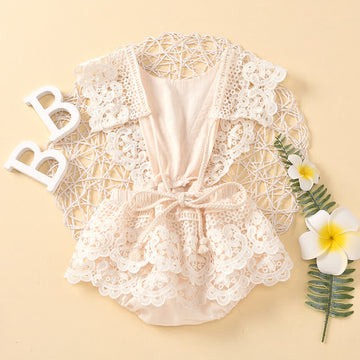 Baby Backless Lace Ruffled Bodysuit