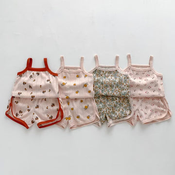 Baby Floral Fruit Strap Pajamas Set