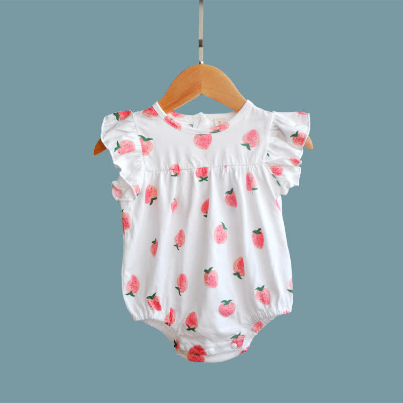 Baby Newborn Strawberry Ruffled Bodysuit