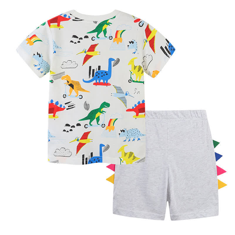 Toddler Boy Rainbow Dinosaur Tee and Shorts Set