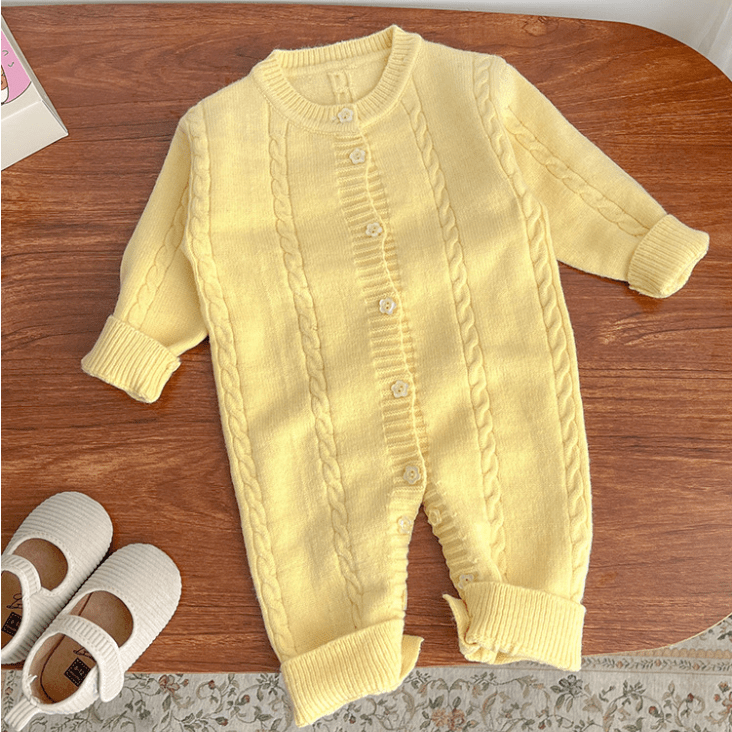 Baby Casual Solid Color Knitted Romper